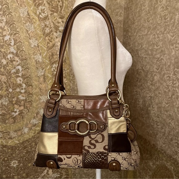 Like NEW! Sophia Caperelli Brown Patchwork Bag - Picture 2 of 12